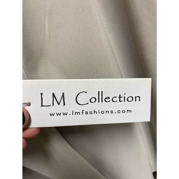 LM Collection Light Grey Jeweled Sleeveless Cocktail Formal Dress NWT - Picture 7 of 9
